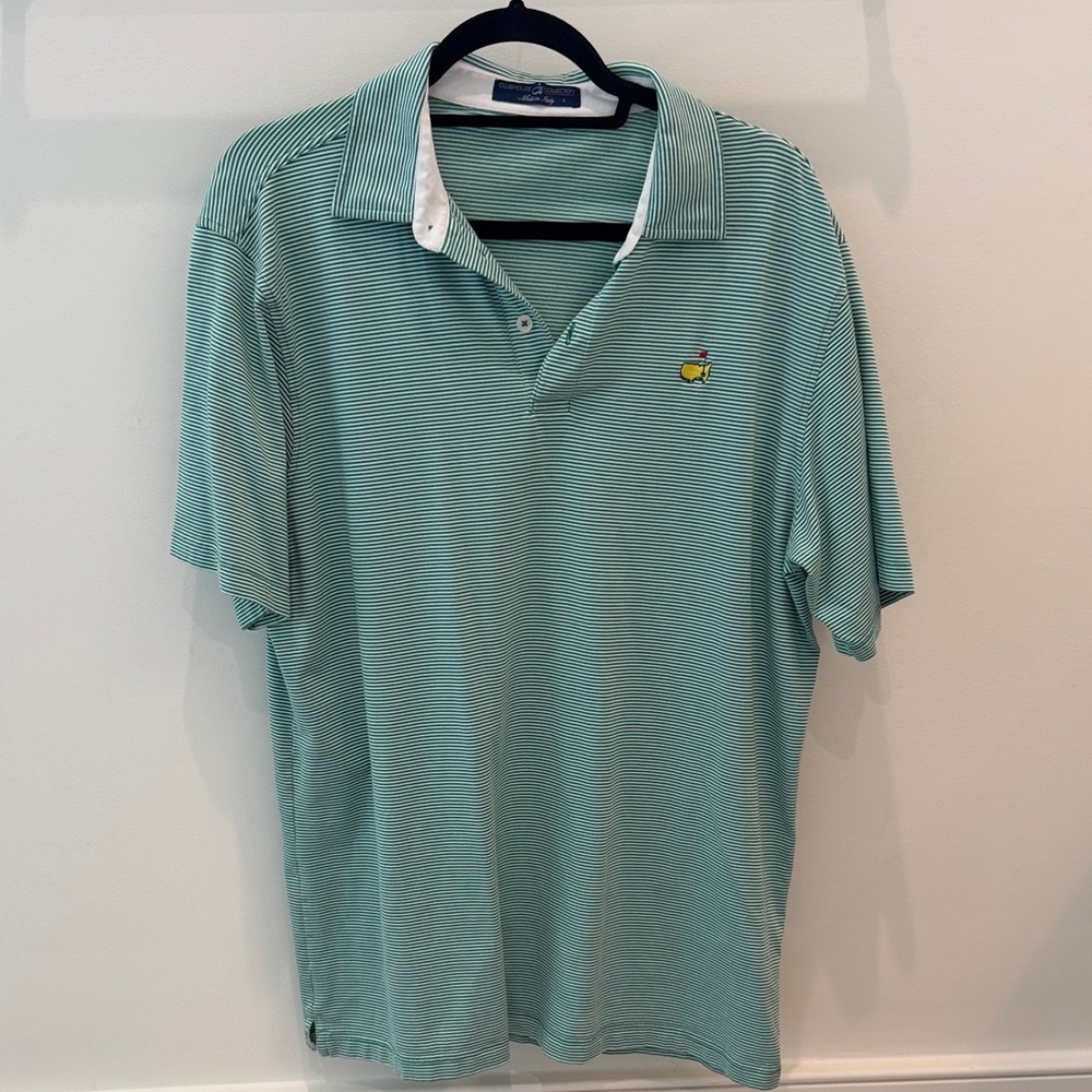 Authentic Masters Men's Green Striped Polo Shirt